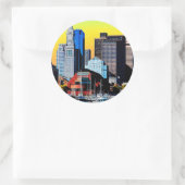 Die Poster Card des Custom House Boston USA Runder Aufkleber (Tasche)
