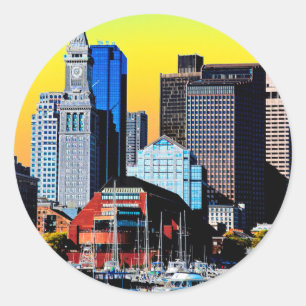 Die Poster Card des Custom House Boston USA Runder Aufkleber