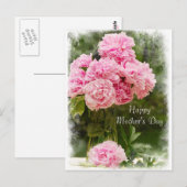 Die Postkarte der sanften, rosafarbenen Peonies Mu (Vorne/Hinten)