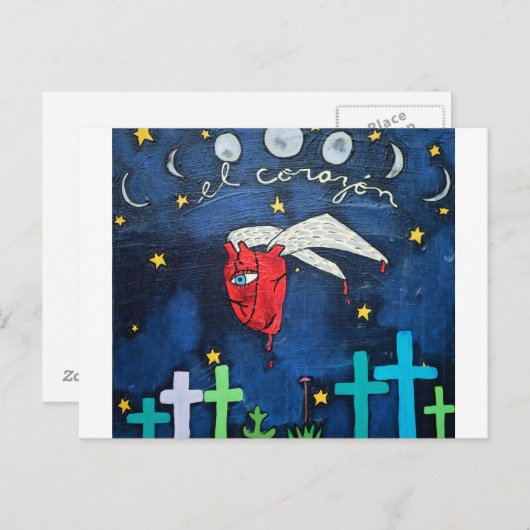 Die Postkarte des fliegenden Herzens (Vorne/Hinten)