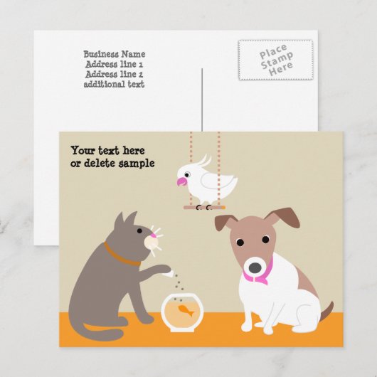 Die Postkarte des Haustier-Modells (Vorne/Hinten)