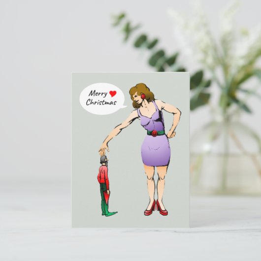 Die Postkarte des kleinen Elfs für den Weihnachtsu (Stehend Vorderseite)