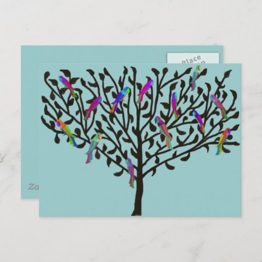 Die Postkarte des Papageienbaums (Vorne/Hinten)