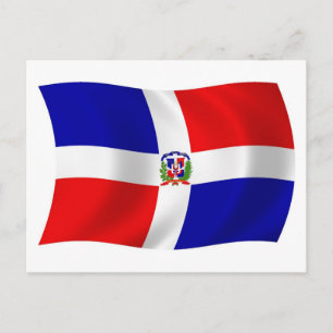 Die Postkarte mit der Flagge der Dominikanischen R