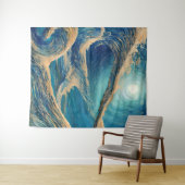 Die Pracht einer Blauen Ozeanwelle Wandteppich (Beispiel (Horizontal))