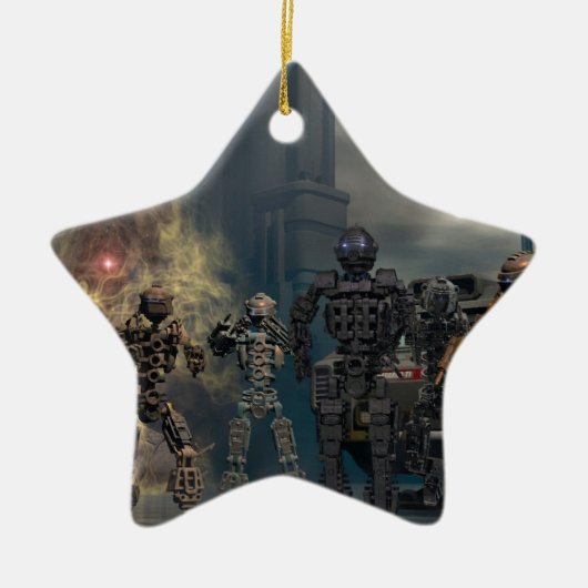 die prachtvollen sieben Roboter b Keramik Ornament (Vorne)