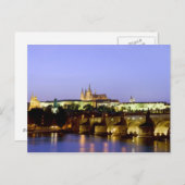 Die Prager Burg und die Karlsbrücke in der Dämmeru Postkarte (Vorne/Hinten)