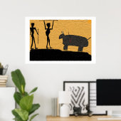 Die prähistorische Höhle Zeichne eine Jagd Poster (Heimbüro)