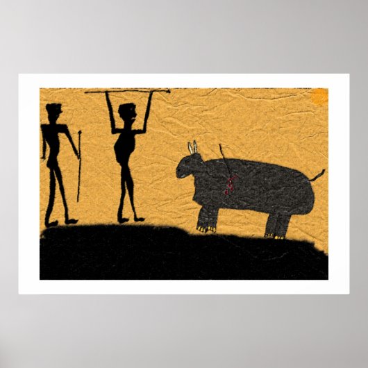 Die prähistorische Höhle Zeichne eine Jagd Poster (Vorne)