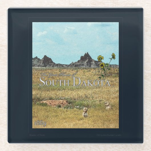 Die Prärienländer von South Dakota Glasuntersetzer (Vorderseite)