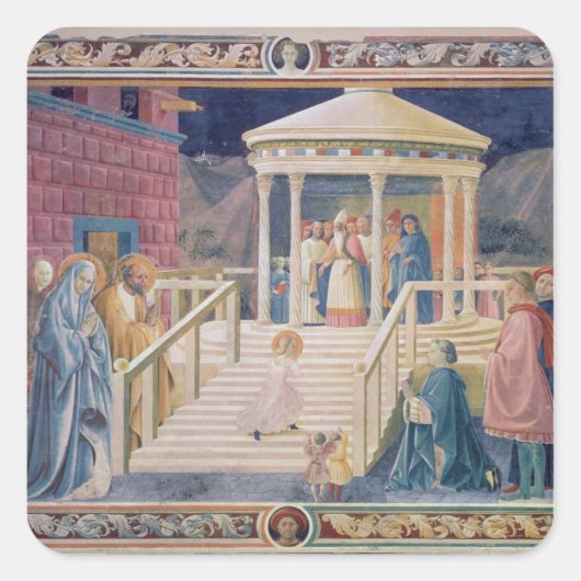 Die Präsentation der gesegneten Jungfrau Mary Quadratischer Aufkleber (Vorderseite)