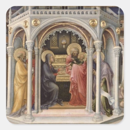 Die Präsentation im Tempel 2 Quadratischer Aufkleber (Vorderseite)