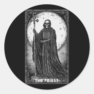Die Priest Tarot Card Occult bekommt Halloween Ske Runder Aufkleber