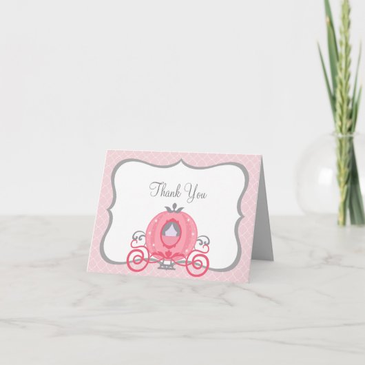 Die Princess Carriage Pink und Grau Hübsche Mittei Dankeskarte (Vorderseite)