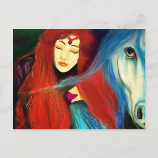 Die Prinzessin & das Einhorn Landschaft tessieART Postkarte