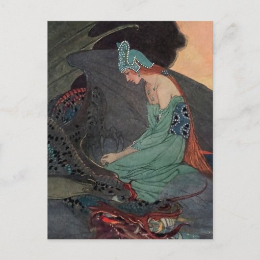 "Die Prinzessin und der Drache" von Elenore Abbott Postkarte (Vorderseite)