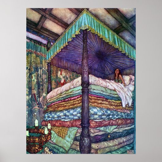 Die Prinzessin und die Pea Edmund Dulac Fine Art Poster (Vorne)