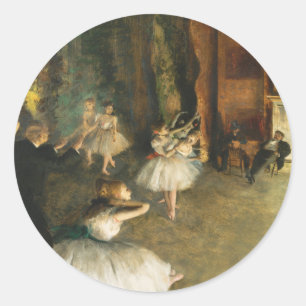 Die Probe des Balletts auf der Bühne, Degas Art Runder Aufkleber