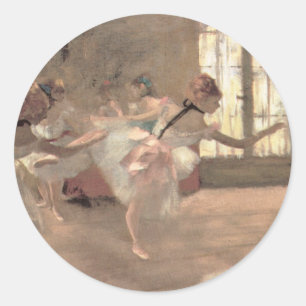 Die Probe von Edgar Degas, Vintage Ballett Kunst Runder Aufkleber