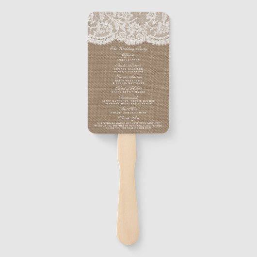 Die Programme der Sammlung Burlap & Lace Wedding Fächer (Rückseite)