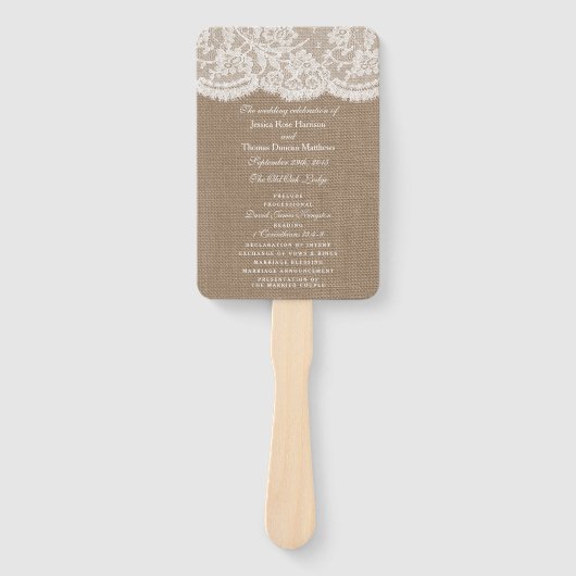 Die Programme der Sammlung Burlap & Lace Wedding Fächer (Vorderseite)