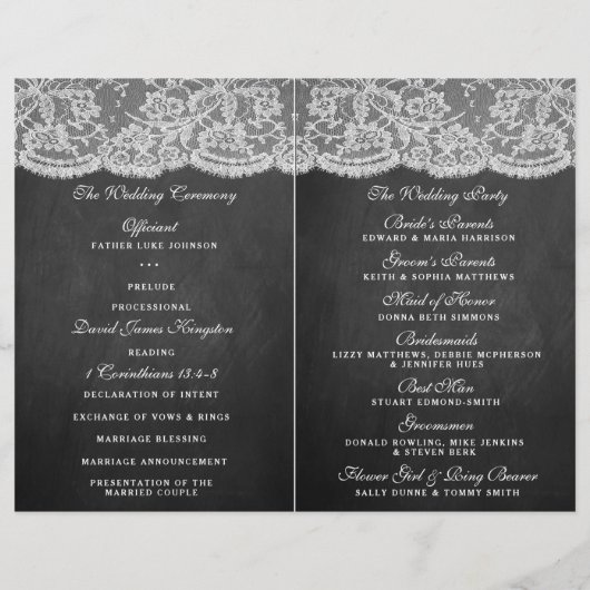 Die Programme zur Sammlung Chalkboard & Lace Weddi (Rückseite)