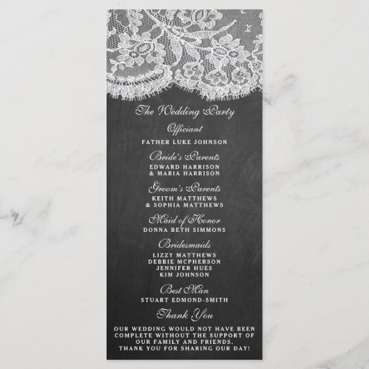 Die Programme zur Sammlung Chalkboard & Lace Weddi (Rückseite)