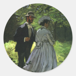 Die Promenade, auch die Trolle von Claude Monet Runder Aufkleber