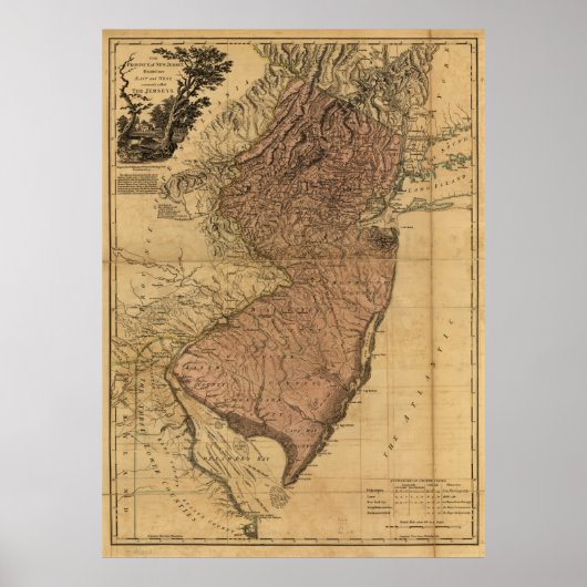 Die Provinz New Jersey Karte (1777) Poster (Vorne)