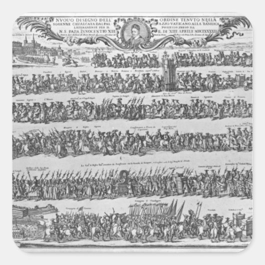 Die Prozession des Papstes unschuldig XII Quadratischer Aufkleber (Vorderseite)