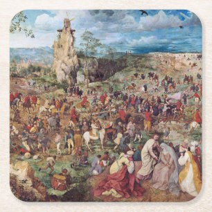 Die Prozession nach Calvary, Pieter Bruegel Rechteckiger Pappuntersetzer
