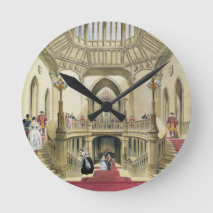 Die Prunktreppe, Windsor Schloss, von 'einem Histo Runde Wanduhr