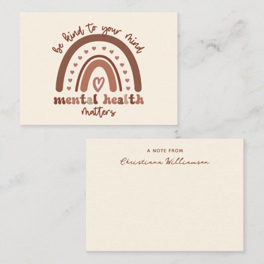 Die psychische Gesundheit von Boho Rainbow steht I Mitteilungskarte (Vorne/Hinten)