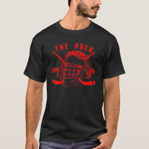 Die Puck-Stops hier   Niedlich Hockey Team Player  T-Shirt