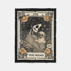 Die Pug Mama Skelett Tarot Karte Vintage Welpe Hun Fleecedecke