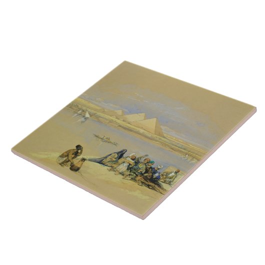 Die Pyramiden in Giseh, nahe Kairo (w/c) Fliese (Seite)