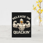 Die Quackin' Muckle Duck Bodybuilder Joke Karte (Gelbe Blume)
