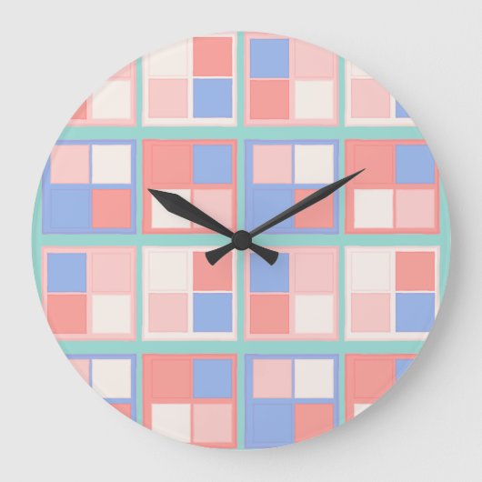 Die Quad-Farbquadrate Große Wanduhr (Vorderseite)