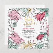 Die quadratische mit Blumeneinladung der Frau Einladung (Vorne/Hinten)