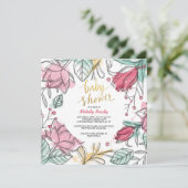 Die quadratische mit Blumeneinladung der Frau Einladung (Stehend Vorderseite)