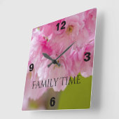 Die quadratische Wall-Uhr mit schönen rosa Blume Wanduhr (Winkel)