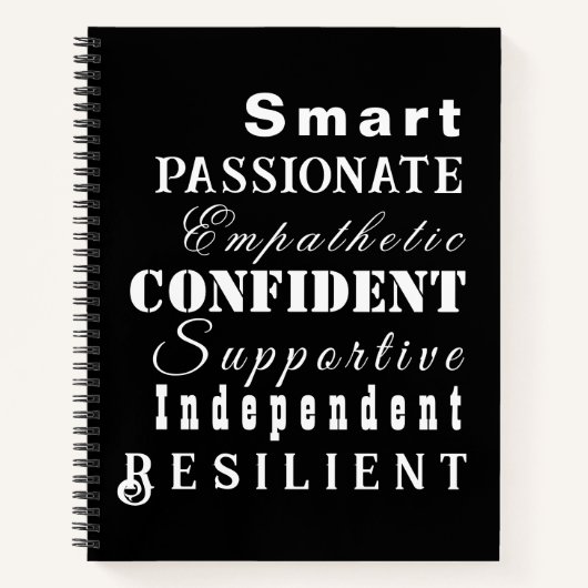 Die Qualitäten der Großfrauen Elegant Schwarz und  Notizblock (Vorderseite)