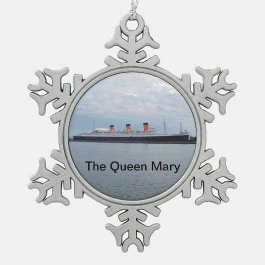 Die Queen Mary-Kreuzschiff-Verzierung Schneeflocken Zinn-Ornament (Vorderseite)