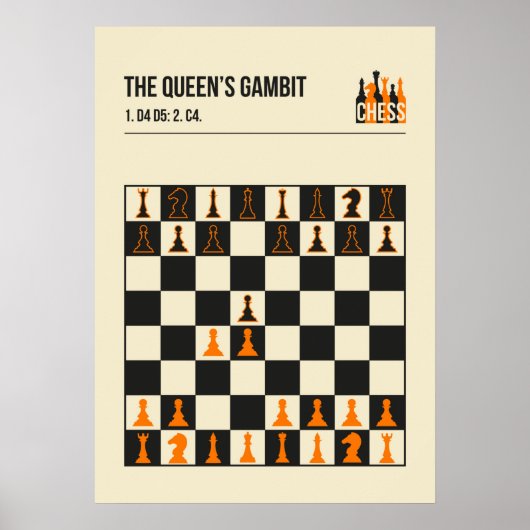 Die Queens Gambit-Vintage Schachillustration Poster (Vorne)