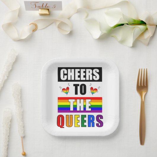 Die Queers Rainbow Gay Celebration Pappteller (Hochzeit)