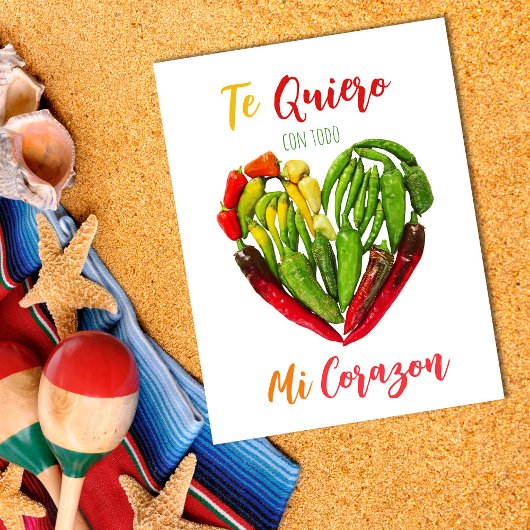 Die Quiero Chili Paprikaschoten Herzlich Willkomme Postkarte