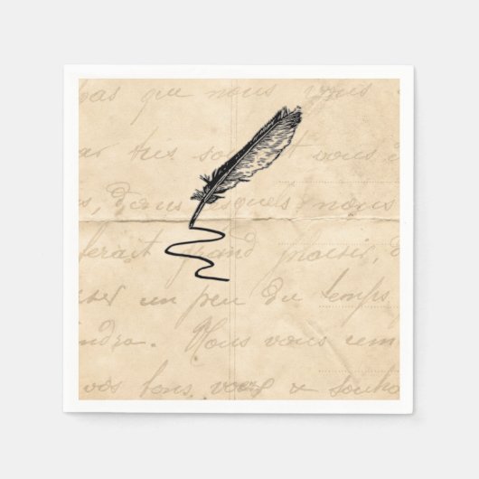 Die Quill des Vintagen Schriftstellers Serviette (Vorderseite)