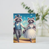 Die Raccoon-Braut und der Boden Postkarte (Stehend Vorderseite)