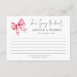 Die Ratschläge für das Brautparty "Knot Pink Bow"  Karte