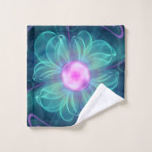 Die Rätsel-Blüte, eine Aqua-Violette Fraktal-Blume Badhandtuch Set (Waschlappen)